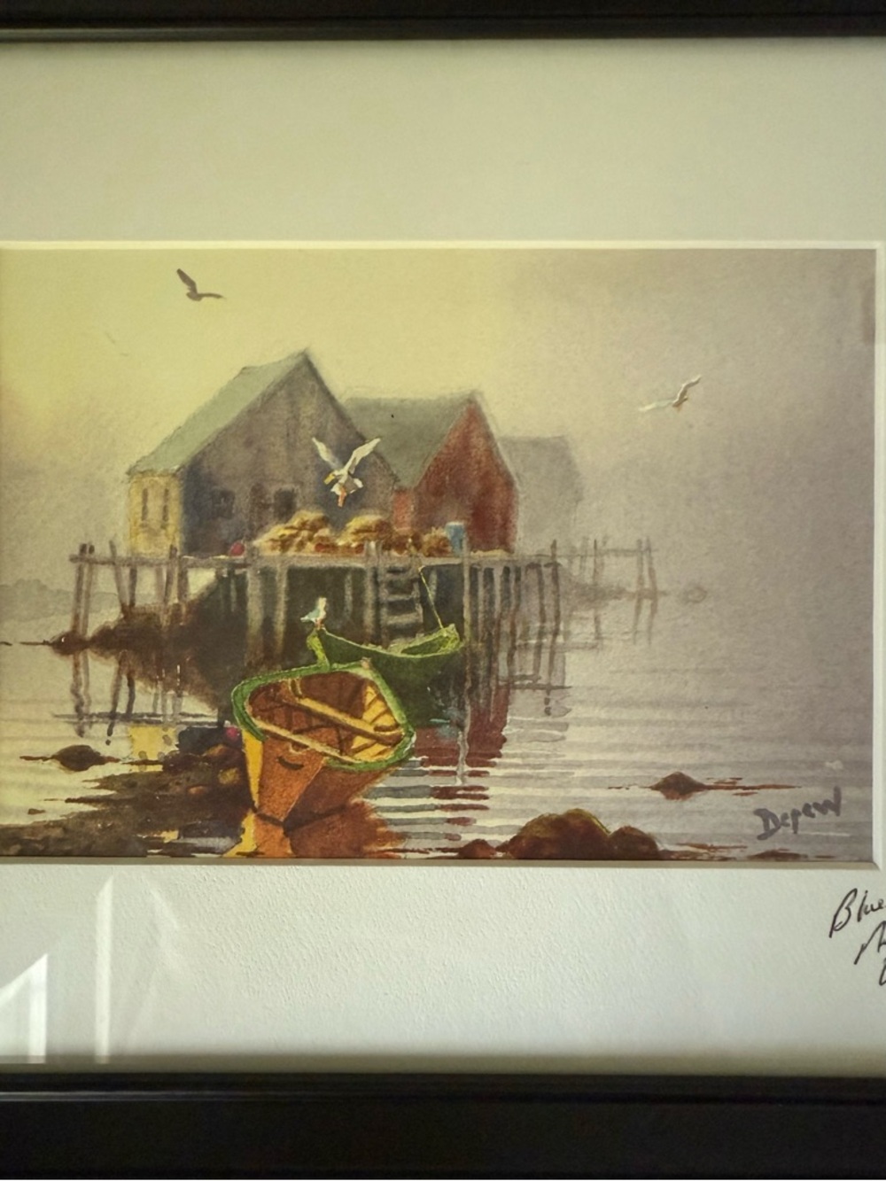 Neil Depew Signed Seaside Harbor Print Coastal Wall Art